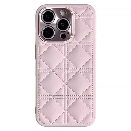 菱形キルティング iPhone16/16Proケース レザー カメラ保護 iPhone15pro/14Promaxカバー エレガント 耐衝撃加工[M4822]