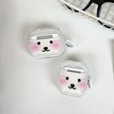 メガネ掛け熊 Airpods4ケース かわいい AirpodsPro2ケース airpods3/2カバー  リング付 ギフトにおすすめ [M5315]