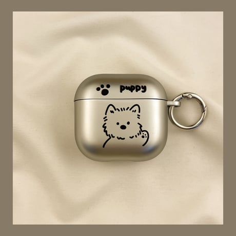 メッキ Airpods Pro3ケース ワンちゃん Airpods4/3カバー pro2/pro1 リング/キーホルダー ギフトにおすすめ[M6349]