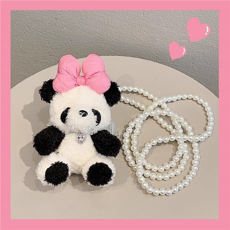 Pandaパンダ ショルダーストラップ 真珠 落下防止  オシャレ 女子力アップ かわいい ギフトにおすすめ 全機種対応 [M3707]