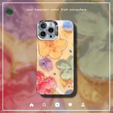 油絵の花 iPhone15/15proケース 美しい iPhone14promax/13pro/12ケース 艶感 春夏コーデ [M4139]