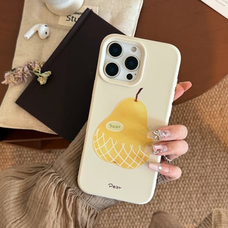 梨柄 iPhone16/16proケース シリコン iPhone15promax/14/13カバー シンプル 人気 女子力アップ [M5375]