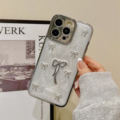 リボン iPhone16/16proケース 大人ファッション iPhone14/13pro/12ケース 高級感 おしゃれ[M4698]