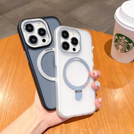 高品質MagSafe スタンドiPhone15/15Proケース 指紋防止 iPhone14Pro/13/12Proカバー 高機能 シンプル 高級感 [M3820]