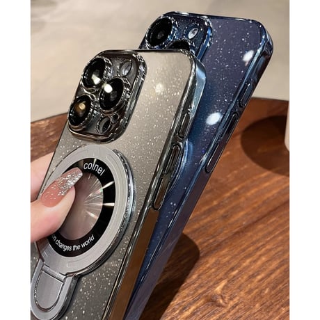 マグセーフ対応スタンド iPhone15/15proケース  キラキラ  アイフォン14/13proカバー カメラ保護 オシャレさんにおすすめ [M3648]