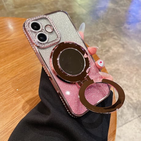 メイク直しミラー iPhone16/16Proケース Magsafeリングスタンド ジュエリー iPhone15Pro/14/13Proカバー 大人気 コスパ最強[M4585]