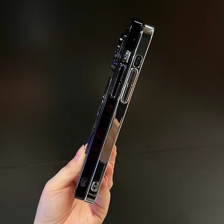 Magsafe対応 iPhone15/15proケース スタンド オシャレ アイフォン14/13proカバー レンズフイルム付 キラキララメ入り [M3620]