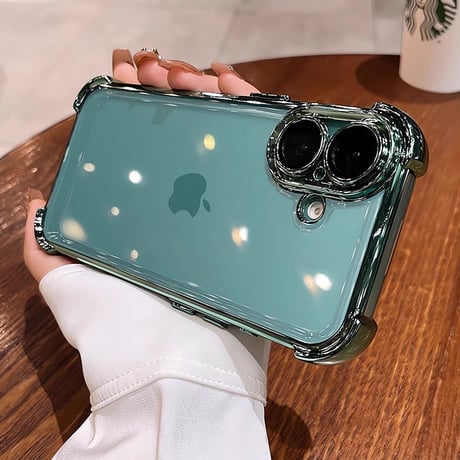 耐衝撃加工 iPhone16pro/16promaxケース メッキ クリアiphone15pro/14/13promax/12カバー 黄ばまない 丈夫[M4665]