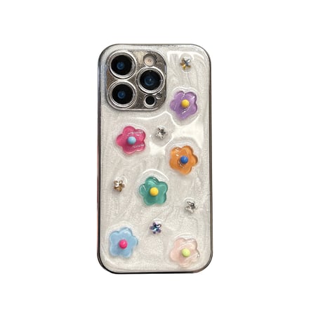 多彩花 iPhone16pro/16ケース カメラ保護 iPhone15promax/14/13カバー ハンドメイド 可愛い [M5405]