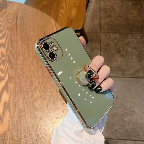 スマホリング付 iphone11/12promaxケース 金色枠ツヤありアイフォンSE2/XSMAXカバー スタンド機能付 落下防止 頑丈耐久性耐衝撃 M300