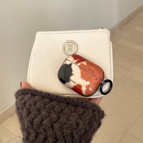 ぼかし Airpods 4ケース レトロファッション AirpodsPro2/Pro1 Airpods3/2カバー ストラップとリング付き 大人可愛い [M4830]