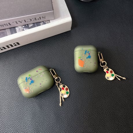 落書き Airpods 4ケース 指紋防止 マット Airpods3/Pro2ケース airpodsproカバー 可愛いキーチェーン付 男女兼用 [M5336]