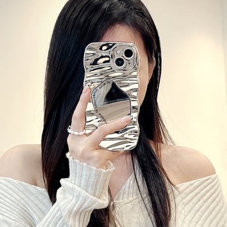 うねうねミラー iphone15/15proケース  丈夫 アイフォン14/13/12Proカバー  高級感シック ギフトにおすすめ[M3638]