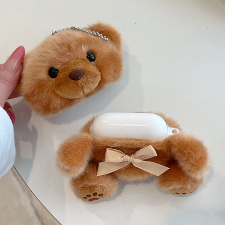 くまぬいぐるみ Airpods Pro3ケース ふわふわ Airpods4/3カバー pro2/Pro1ケース 可愛い ギフトにおすすめ [M6268]