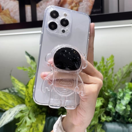 宇宙飛行士 透明スマホグリップ   可愛い卓上スタンド スマホリング  落下防止    便利多機能 クリア艶あり 使いやすい[M2122]