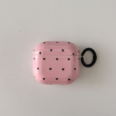 ハート柄 Airpods 4ケース リボンキーホルダーとリング付 Airpods3/Pro2ケース airpodsproカバー 可愛い 女子力高い[M5093]