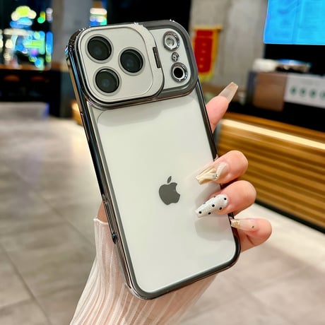 スタンド機能カメラカバー iPhone17ProMax/17ケース 高透明メタル iPhone17pro/16promaxカバー 黄ばまない シンプル [M5699]