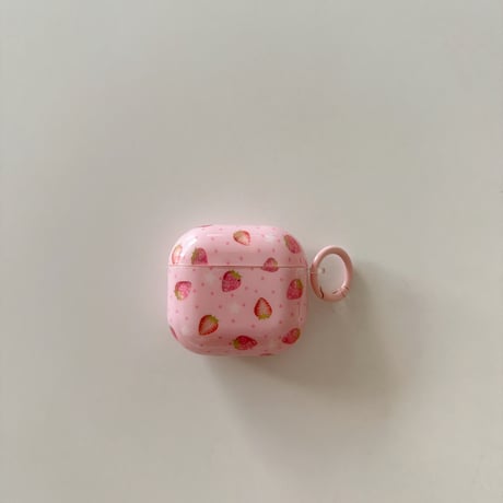 イチゴ柄 AirpodsPro3ケース 甘めコーデ Airpods4/3カバー AirpodsPro第2/1世代 ピンク ギフトにおすすめ[M6515]