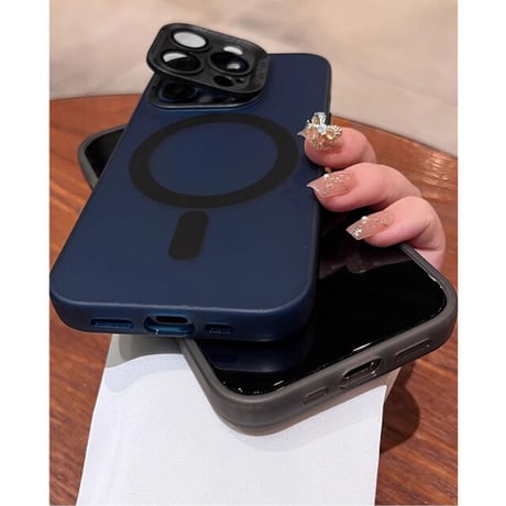 カメラカバースタンド一体型 iPhone15pro/15promaxケース MagSafe対応 指紋防止 iPhone14/13/12カバー シンプル風[M3612]