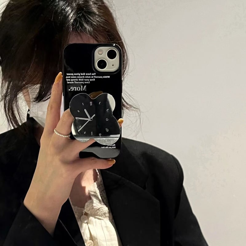 ミラー時計グリップ付 iphone13/12promaxケース 黒色系 iphone11/ ミラー時計グリップ付 iphone13/12promaxケース 黒色系 iphone11/