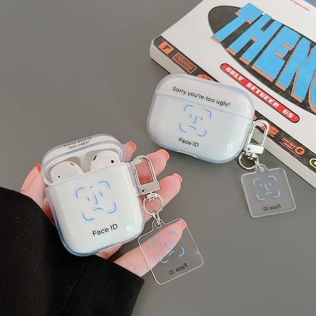 【Airpods 4】顔認証Face ID  airpodspro3/2ケース  同系小物付き クリア airpodsproカバー    かわいい 個性 男女兼用[M1609]