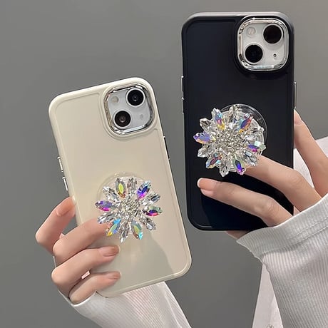 iPhone15/15Proケース  ダイヤモンドグリップ  おしゃれ キラキラ アイフォン13/12Pro/11ケース  スタンド機能 ガールズに人気[M3537]