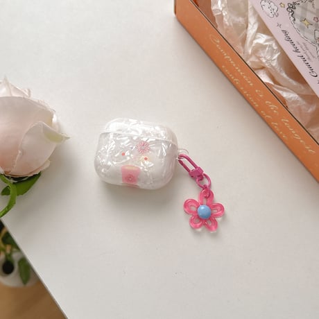 シェル調 Airpods4ケース 花キーチェーン AirpodsPro2ケース airpods3/2ケース 艶感 韓国風 プレゼントにおすすめ[M5440]
