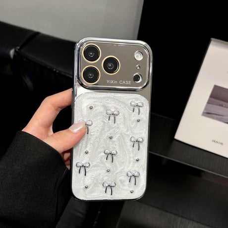 ミラー iPhone17Pro/17カバー リボン iPhone16Promax/15Pro/14ケース おしゃれ 丈夫 人気デザイン[M6458]