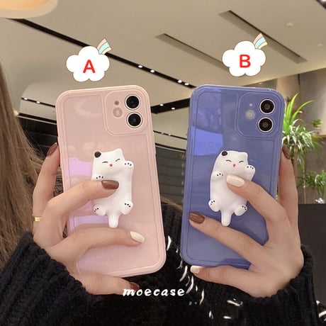 立体柔らかい猫付 iphone11/12proケース ストレス解散  つまむcat iphoneXR/SE2カバー ツヤ感  超可愛い頑丈アイフォンケースM289