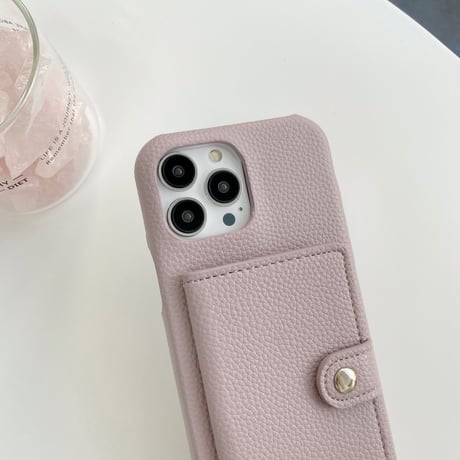 レザー製カード収納4個 iphone14/13promaxケース 高品質 iphone12mini/11proカバー  シンプル風 長さ調整可能ストラップ付 [M2147]