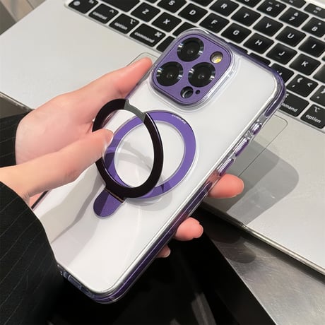 黄ばまない iPhone15pro/15promaxケース MagSafeリングスタンド付 iPhone14promax/13pro/12カバー  コスパ高い 高品質 男女兼用 [M4275]
