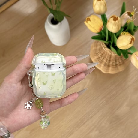 蝶柄 Airpods4ケース 可愛い花キーチェーン パステルカラー AirpodsPro2ケース airpods3/2カバー 女子力高い[M5370]