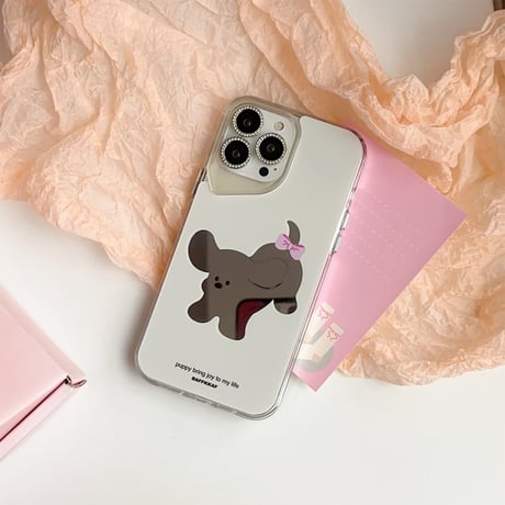 可愛い鏡付 iPhone15pro/15promaxケース 猫/犬 iphone14/13/12proカバー  可愛い ギフトに最適[M4332]