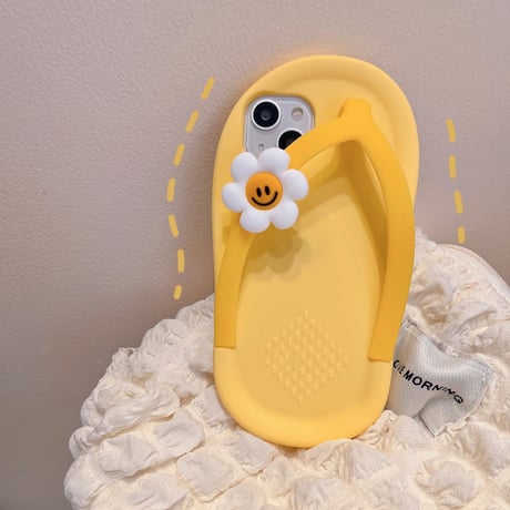 ゴム草履 iphone13/12proケース 笑顔の花サンダル iphone14/11カバー  超キュート 頑丈耐衝撃 夏に人気品 [M1986]