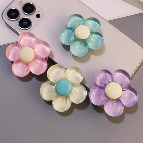花スマホグリップ かわいい キラキラ 艶ありグリップトーク  伸び縮み式 落下防止 卓上スタンド機能 女子力UP ギフトにおすすめ[M3271]