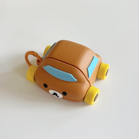 ギフトにおすすめ Airpods4ケース 熊ちゃん 車デザイン Airpodspro2カバー Airpods3/2 タイヤあり リング付 可愛い[M5544]