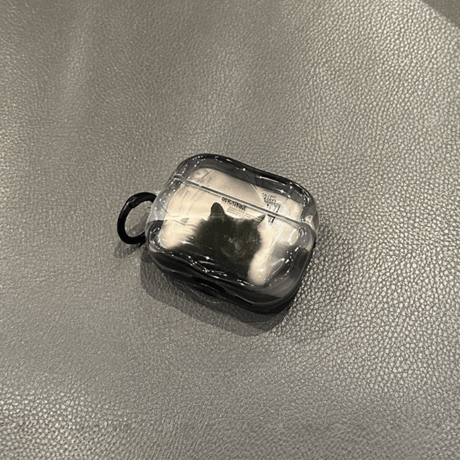 クール猫 AirpodsPro3ケース ブラック Airpods4/3カバー pro2/pro1 リング/ストラップ付  カッコイイ[M5990]