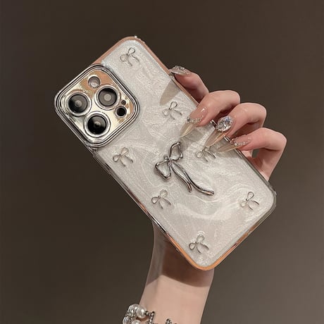 リボン iPhone16/16proケース 大人ファッション iPhone14/13pro/12ケース 高級感 おしゃれ[M4698]