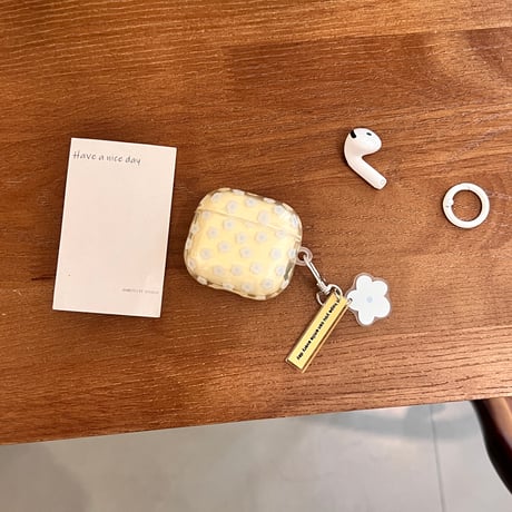 韓国っぽ Airpods Pro3ケース かわいい花柄 Airpods4/3カバー pro2/pro1 リング/キーホルダー ギフトにおすすめ[M6459]