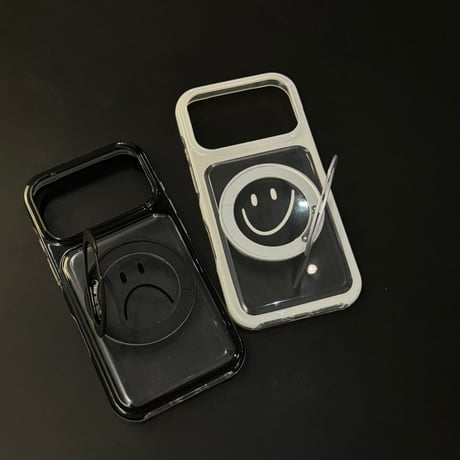 カップルペア iPhone17Pro/17promaxケース 絵文字 MagSafeリングスタンド iPhone17/16/15ケース 耐衝撃 高品質[M6542]