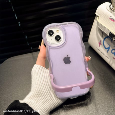 スタンド付波紋枠 iPhone13/14ケース 指紋防止マットクリア アイフォン12pro/11カバー シンプル 黄ばまない 頑丈 男女向け[M2987]