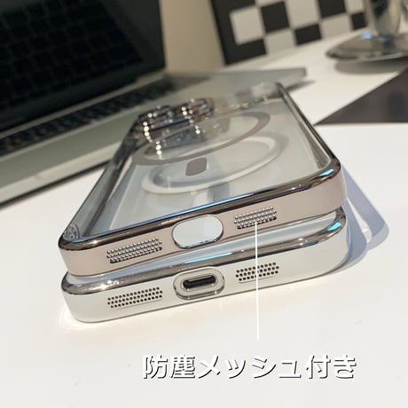 高透明 Magsafe対応iPhone15pro/15promaxケース ナチュラル/ブルーチタニウムに iPhone14Pro/13proクリアケース  黄ばまない 高級感[M3927]
