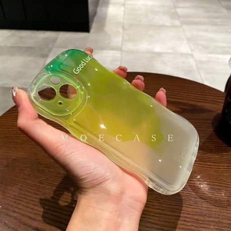 グリーン暈し染め  iphone14/13ケース 頑丈 透明感iPhone12pro/11promaxカバー 可愛い 黄ばまない 春夏コーデ ギフトにおすすめ[M2749]