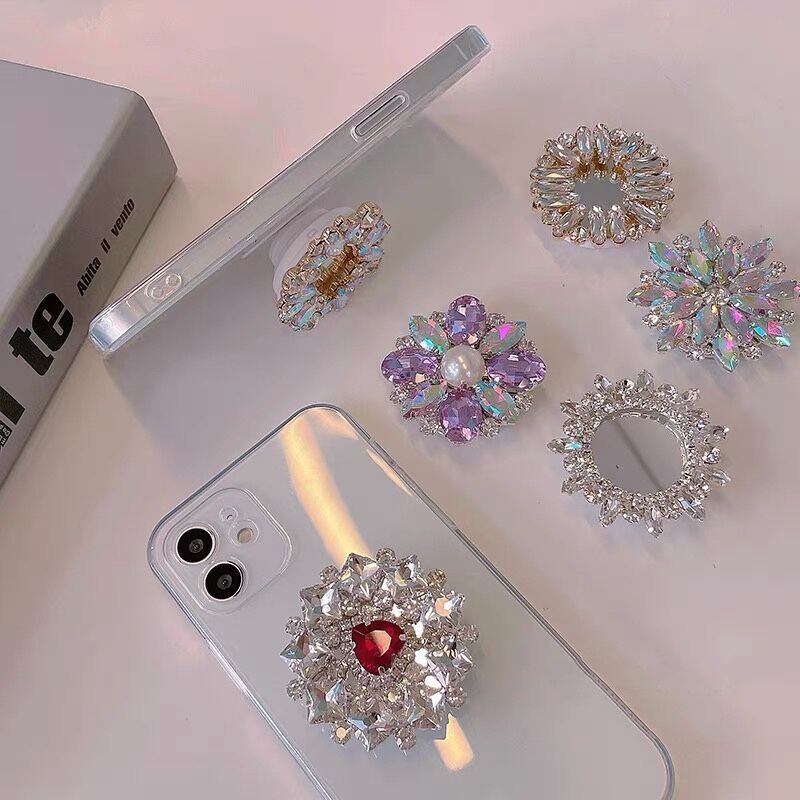 おしゃれ デコ スマホグリップ スタンド ミラー 手作り 鏡ポップ