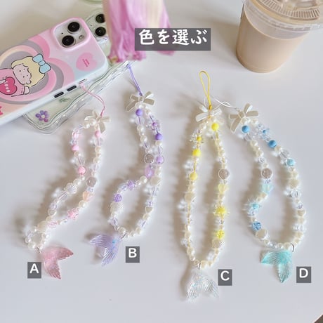 人魚姫スマホストラップ   可愛い キラキラ  おしゃれ  ハンド携帯ストラップ  女子力アップ  落下防止  全機種対応  頑丈[M2891]