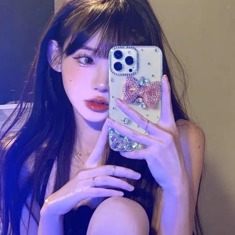 ジュエリーリボン iPhone14/15Proケース キラキラ オシャレデコiPhone13/12/11カバー 綺麗 豪華 女子力アップ ギフトにおすすめ[M2669]