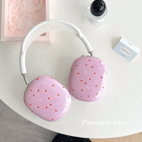 ハート柄 AirPodsMaxケース 韓国風 ピンク エアーポッズ マックス専用カバー 女子力高い 質感いい 光沢感 [M4945]