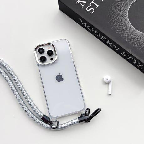 頑丈肩ひも iPhone14/13promaxケース 高透明 アイフォン12pro/11カバー 便利 首掛け/肩掛け  カラビナ付 お揃い[M3222]