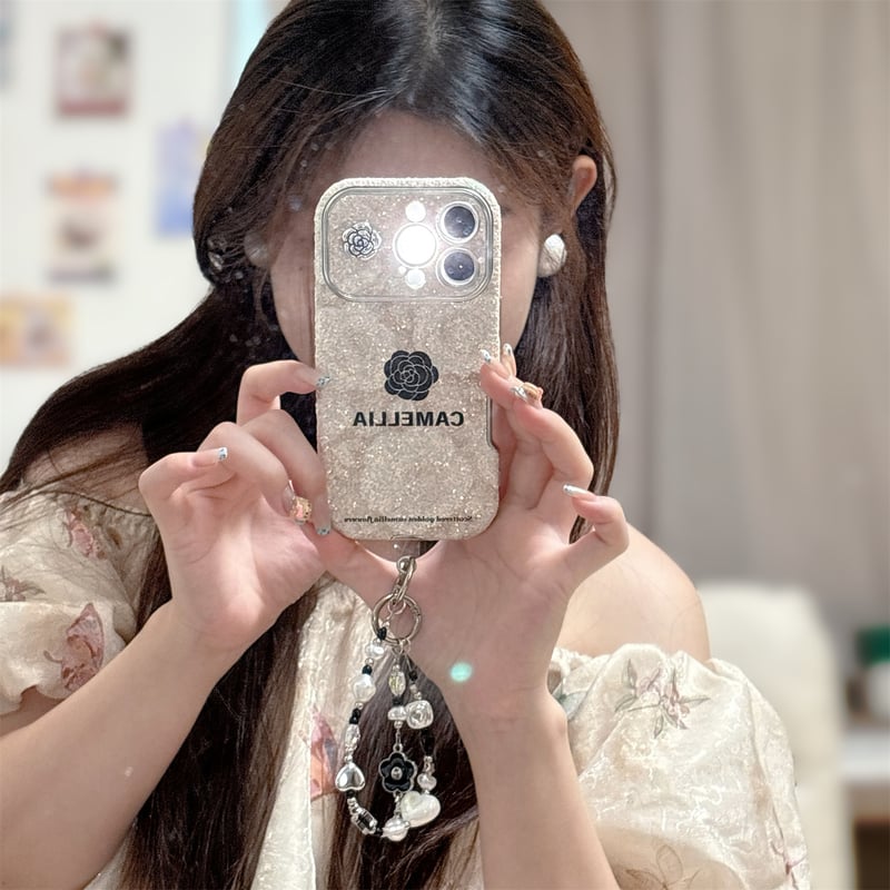 ストラップ付 iPhone17Pro/17ケース 花柄 iPhone16pro/17proma