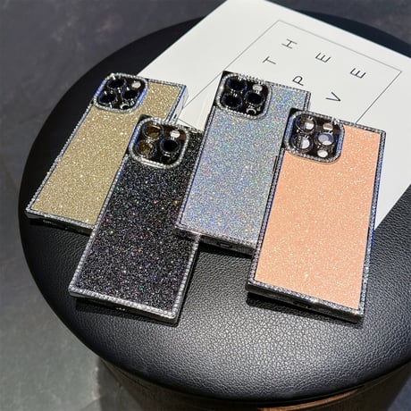 スクエア iPhone16/16Proケース  ジュエリー ラメ iPhone15Pro/14/13ProMaxカバー キラキラ おしゃれ[M5145]